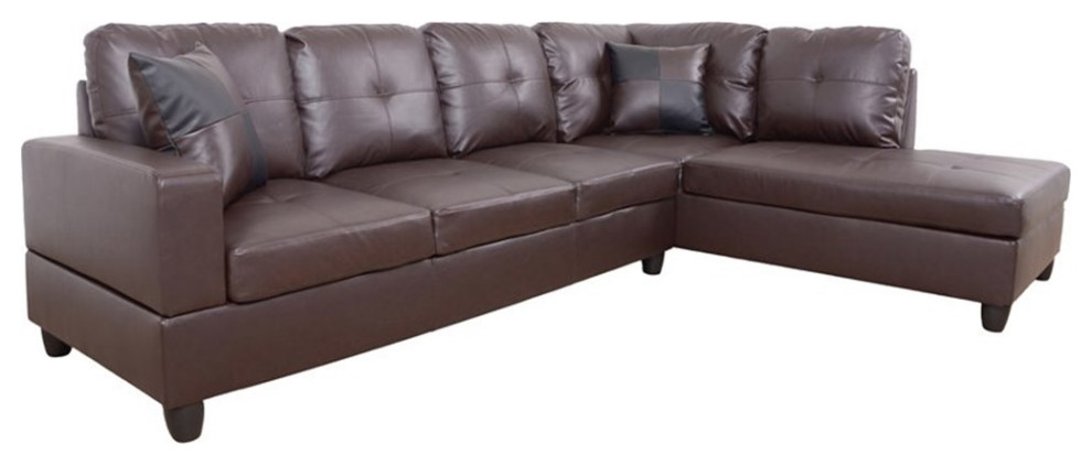 Lifestyle Furniture Leisly Right Facing Sectional Sofa Set in Chocolate/Brown   Sectional Sofas   by Homesquare  Houzz