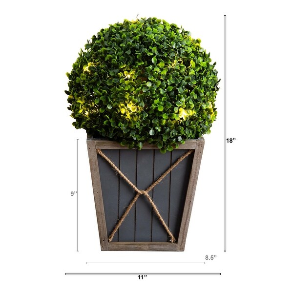 18 UV Resistant Boxwood Ball Topiary with LED Lights in Planter