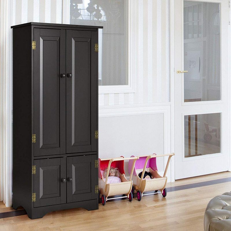 Accent Floor Storage Cabinet with Adjustable Shelves Antique 2-Door