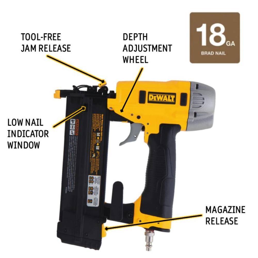 DW Pneumatic 18-Gauge 2 in. Brad Nailer Kit and 50 ft. x 14 in. Air Hose DWFP12231DWFP1450D