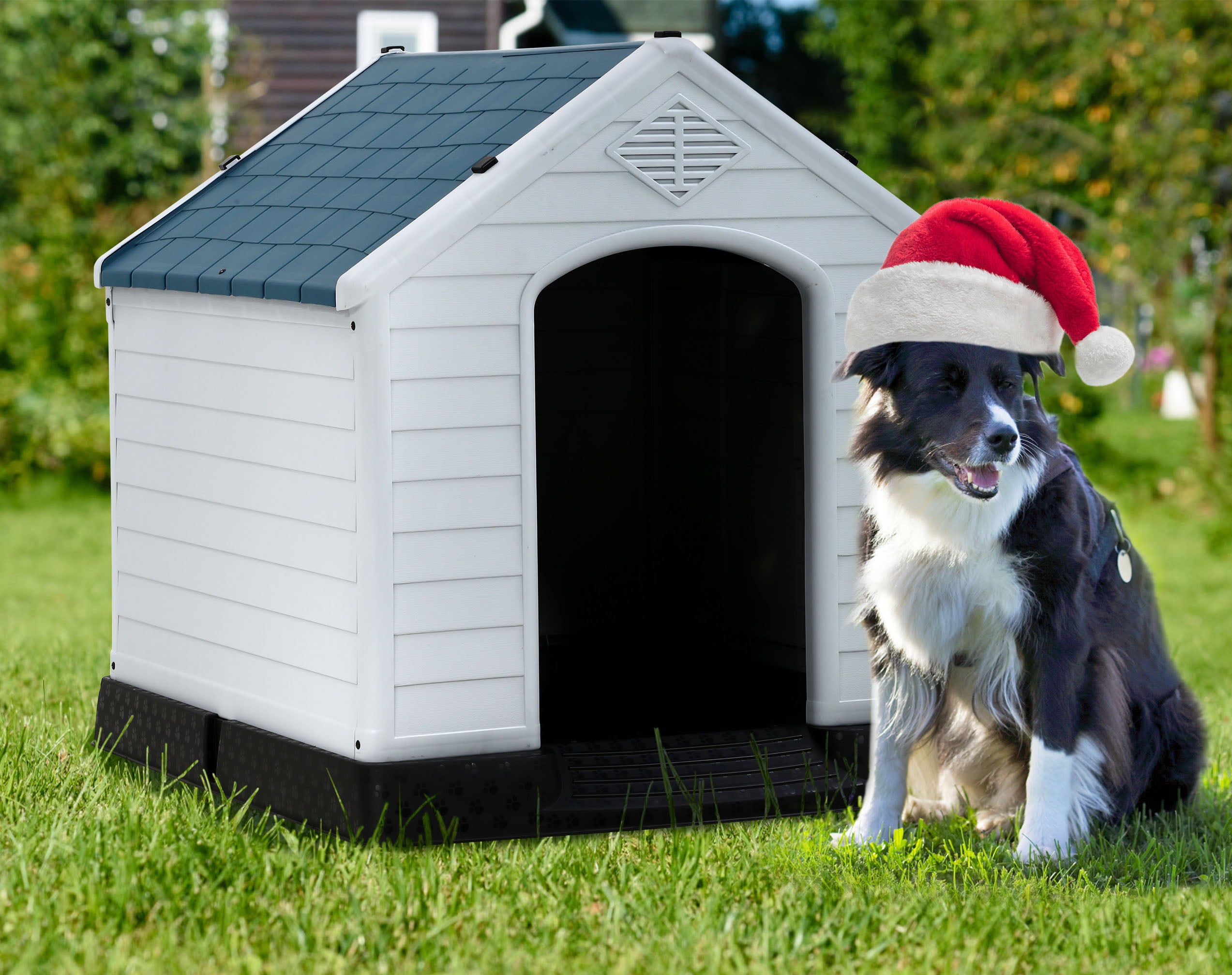 YRLLENSDAN 35 inch Waterproof Dog Houses for Medium Dogs Outdoor， Small Plastic Dog House Medium Size Outdoor Pet House Small Weatherproof Doghouse with Air Vents