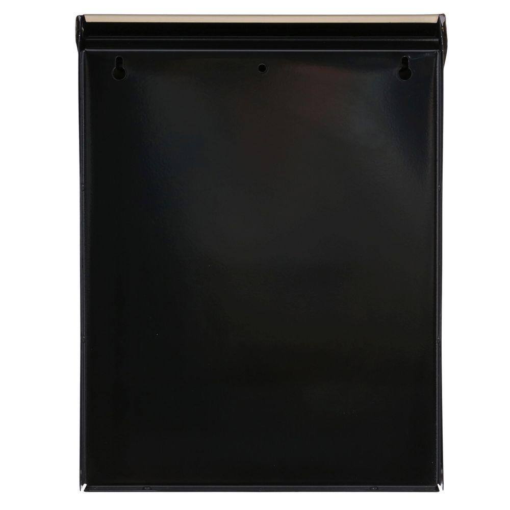 Architectural Mailboxes Designer Black with Brushed Brass Medium Steel Locking Wall Mount Mailbox DVKGB00AM