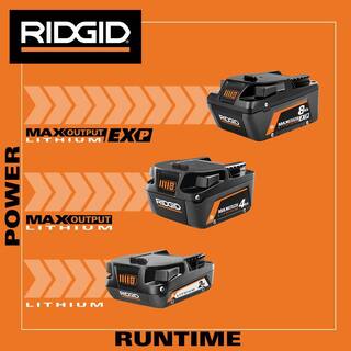 RIDGID 18V 8.0 Ah MAX Output EXP Lithium-Ion Battery with 6.0 Ah 4.0 Ah and 2.0 Ah MAX Output Batteries AC840080-AC840060-AC840040-AC840020