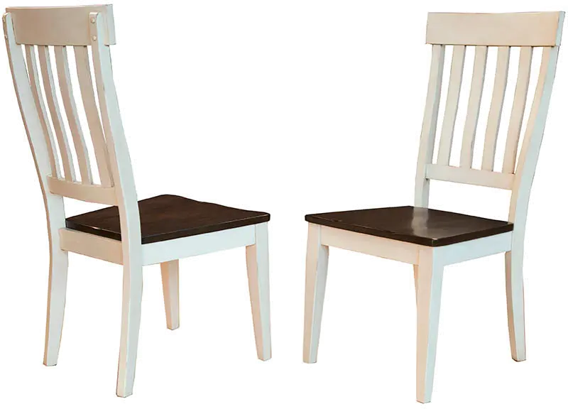 Toluca White and Brown Slat Back Dining Room Chair