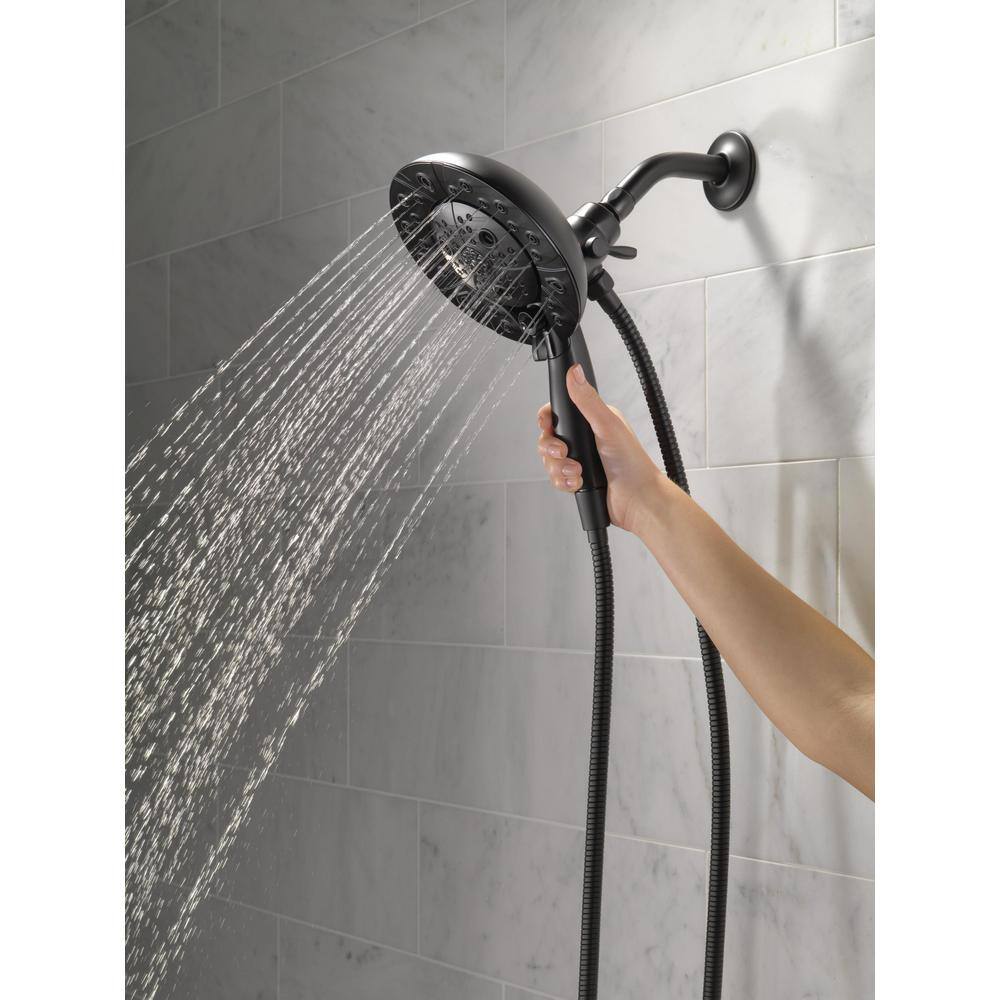 Delta In2ition 5-Spray Patterns 1.75 GPM 6.88 in. Wall Mount Dual Shower Heads in Matte Black 58480-BL-PK