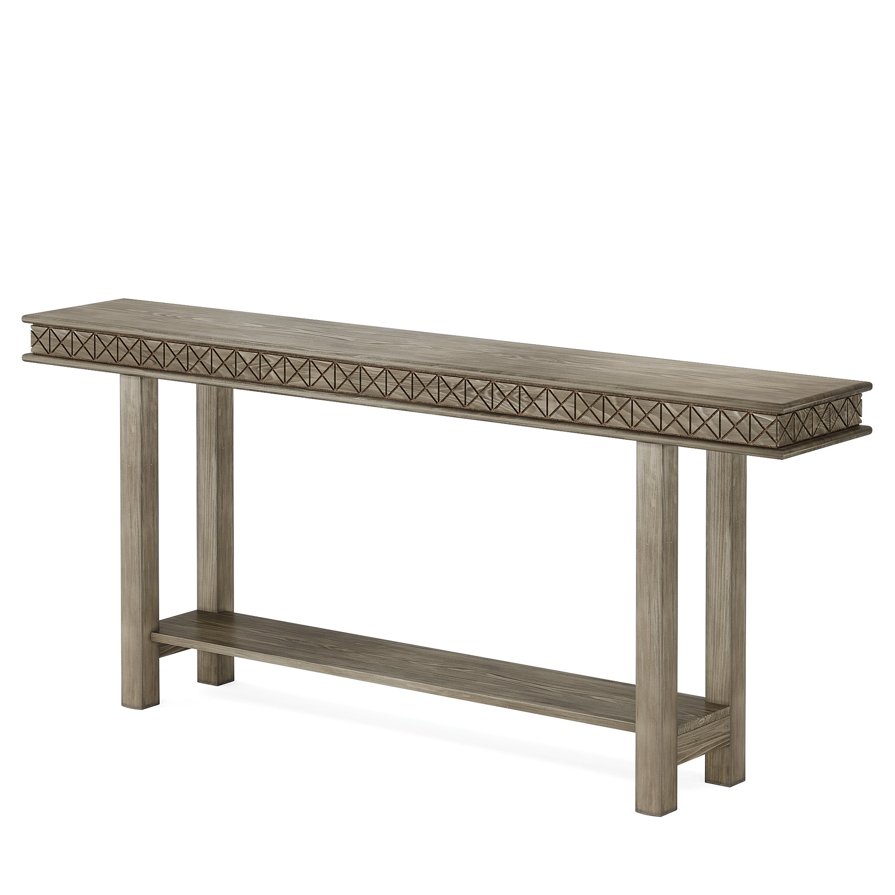 70.9-Inch Console Table, Wood 2-Tier Sofa Table Long Entryway Accent Table