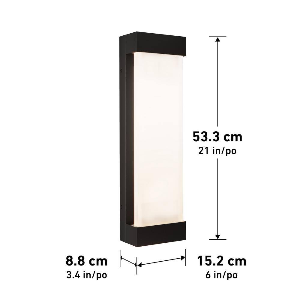 Artika Glacier Black Modern Large Integrated LED Outdoor Hardwired Garage and Porch Light Lantern Sconce 17OUT-GL-PMB