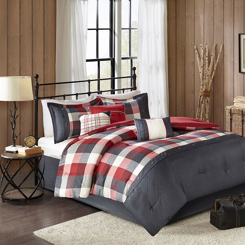 Madison Park Pioneer 7-piece Plaid Comforter Set with Throw Pillows