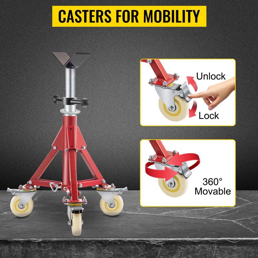 VEVOR Pipe Jack Stand wCasters 882 lbs. V Head Pipe Stand Adjustable Height 20 in. 37 in. Folding Pipe Stands 18 to 12 in. GJGJXDL1107CVICJBV0