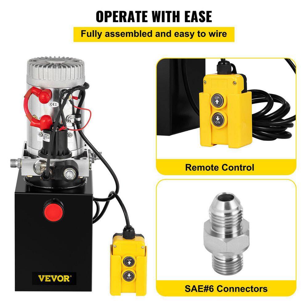 VEVOR 12-Volt DC 4 qt. Hydraulic Power Unit Single Acting Hydraulic Pump Dump Truck Hydraulic Pump Hydraulic Pump Dump Trailer 4LCZYYBTXDZY00001V0