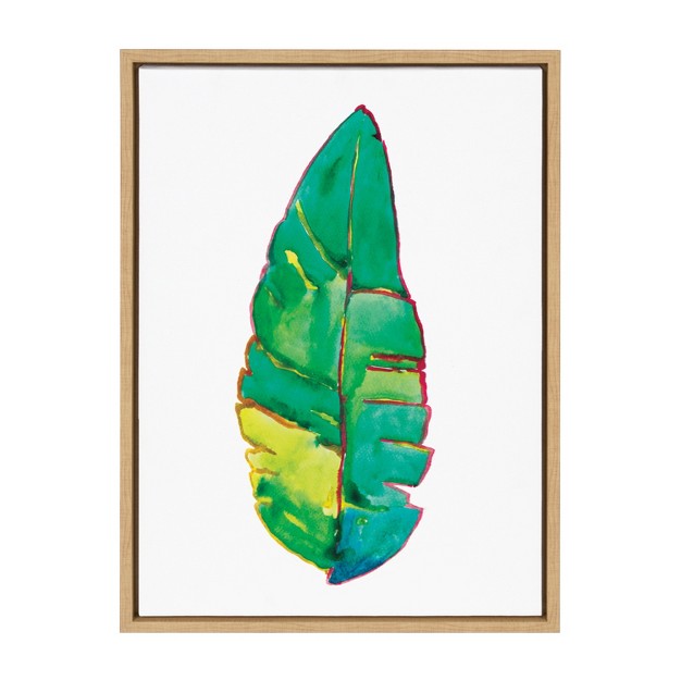 Kate And Laurel Sylvie Banana Leaf Framed Canvas By Viola kreczmer 18x24 Natural