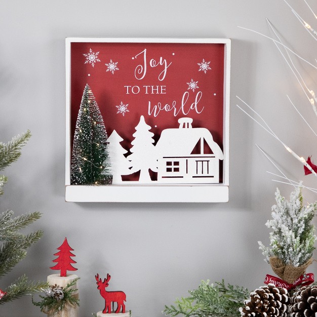 Lighted Joy To The World Wooden Christmas Wall Decoration