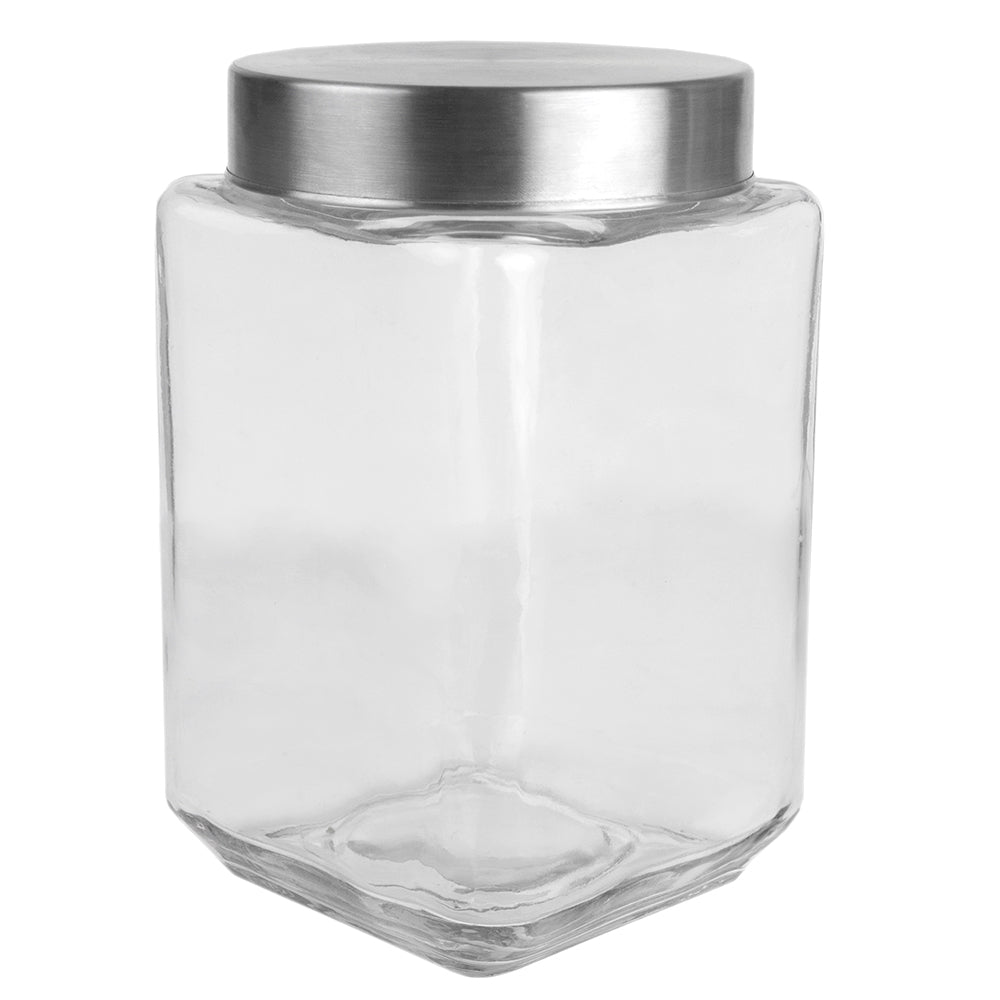 Home Basics CS10438 4 Pieces Glass Canister Set Square Glass