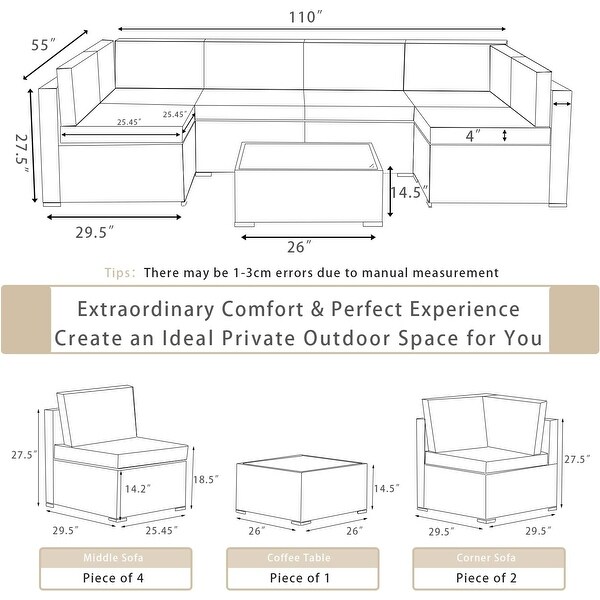 Kullavik 7Piece Rattan Patio Furniture Set Sofa