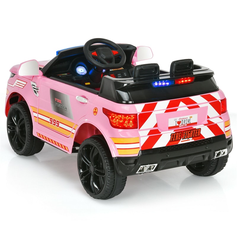 Kids Ride On Police Car 12V Battery Powered Electric Riding Toy Truck Car with LED Siren Flashing Light