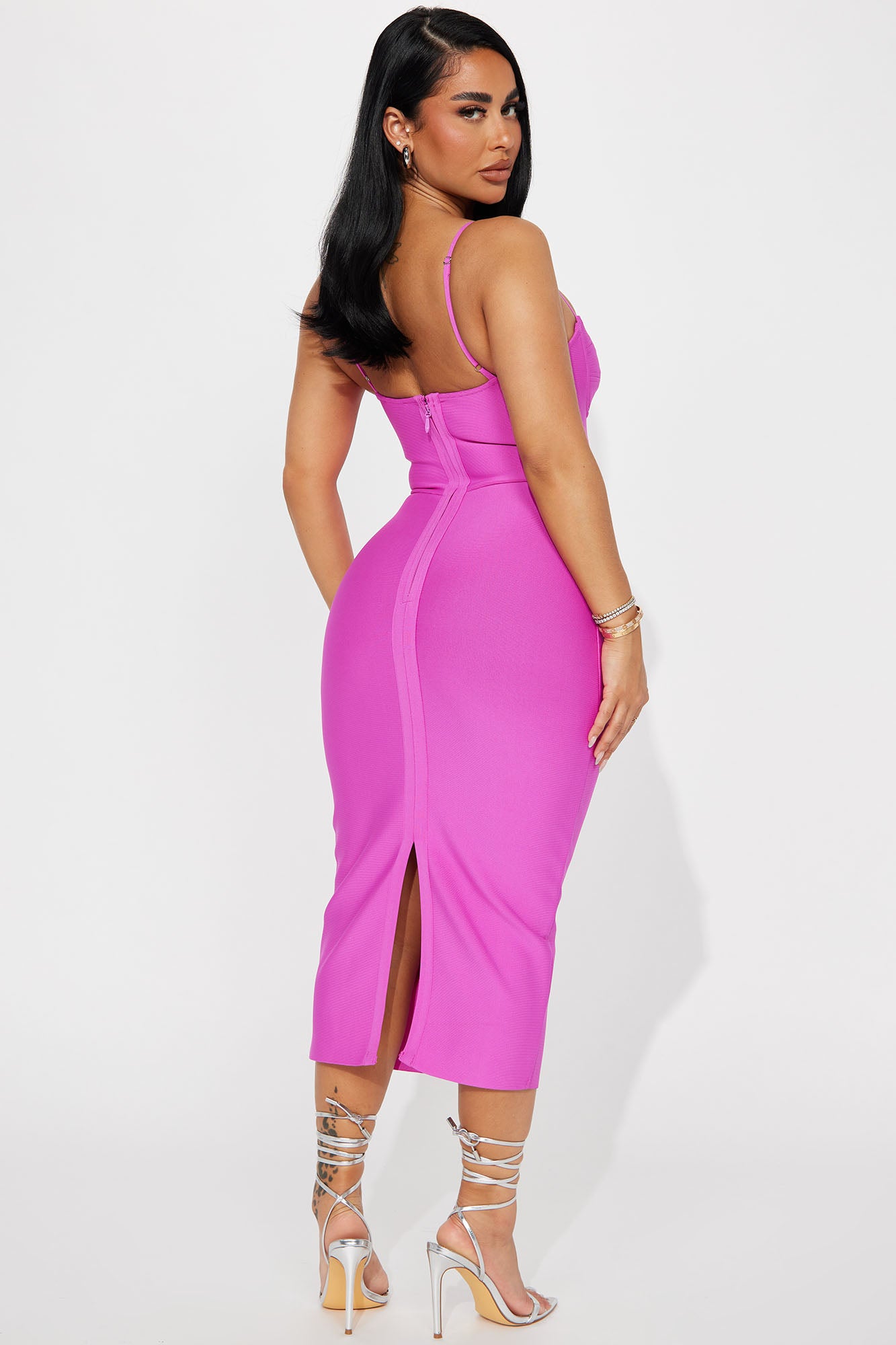 Becky Bandage Midi Dress - Magenta