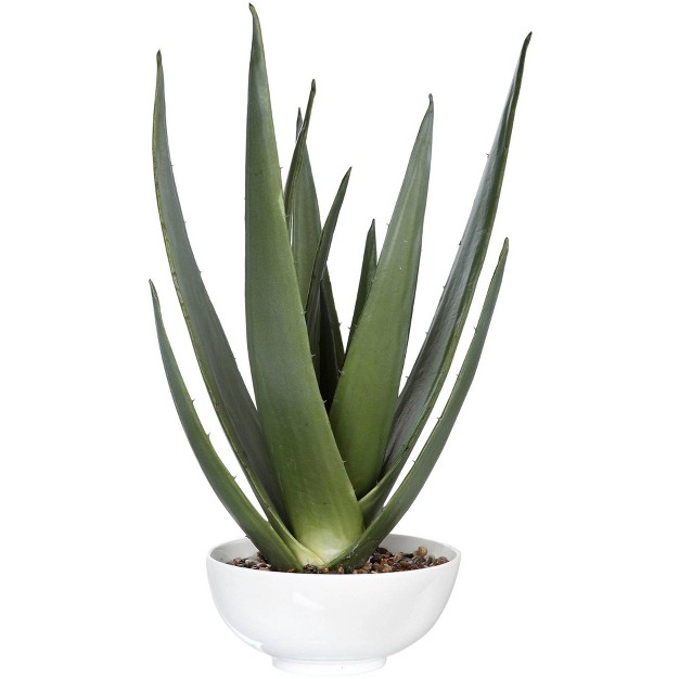 High Faux Plant In White Bowl