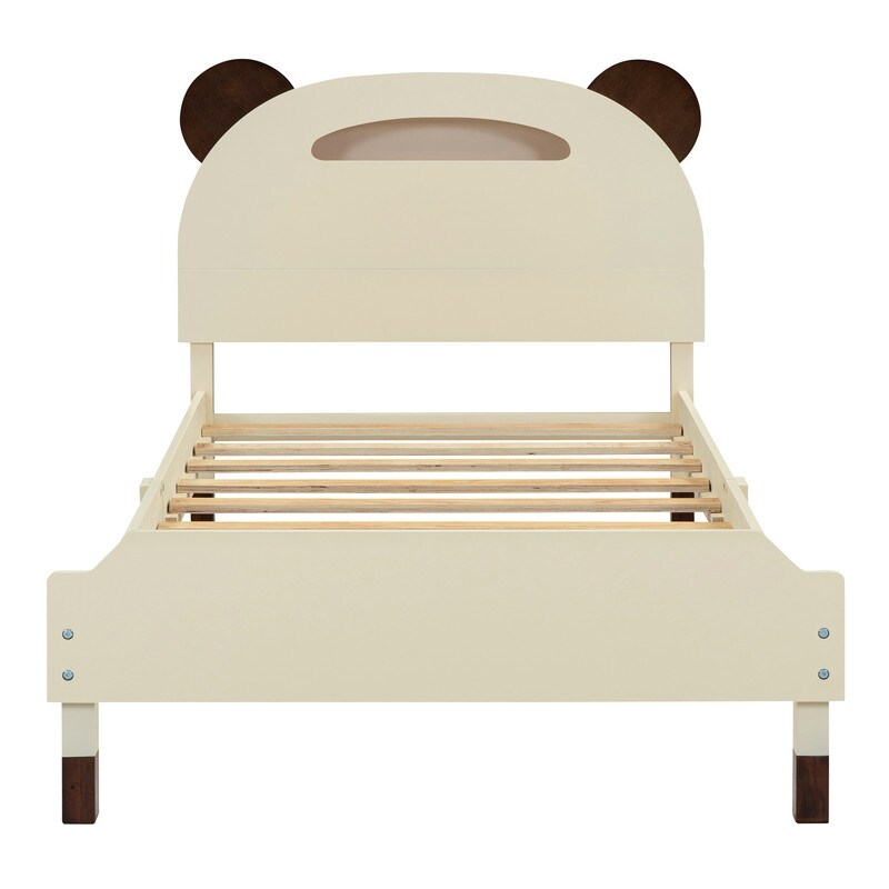 3 Pieces Bedroom Sets Twin/Full Size Bear Shape Platform Bed with Nightstand and Storage Dresser