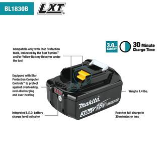 Makita 18V LXT Lithium-Ion High Capacity Battery Pack 3.0Ah with Fuel Gauge (2-Pack) BL1830B-2