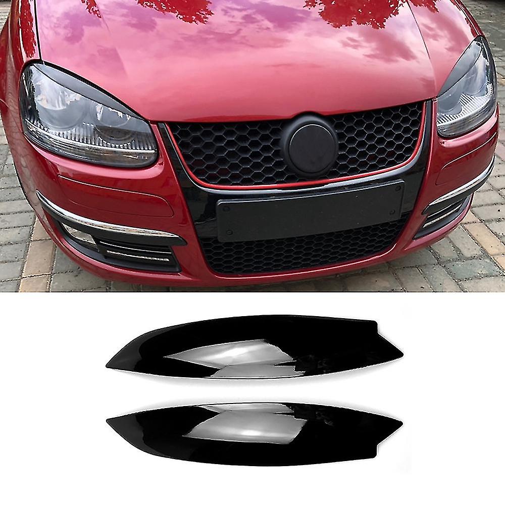 Bright Black Headlights Eyebrows Eyelids Cover Eyelash Head Light Lamp Stickers For Golf 5 R32 Mk5