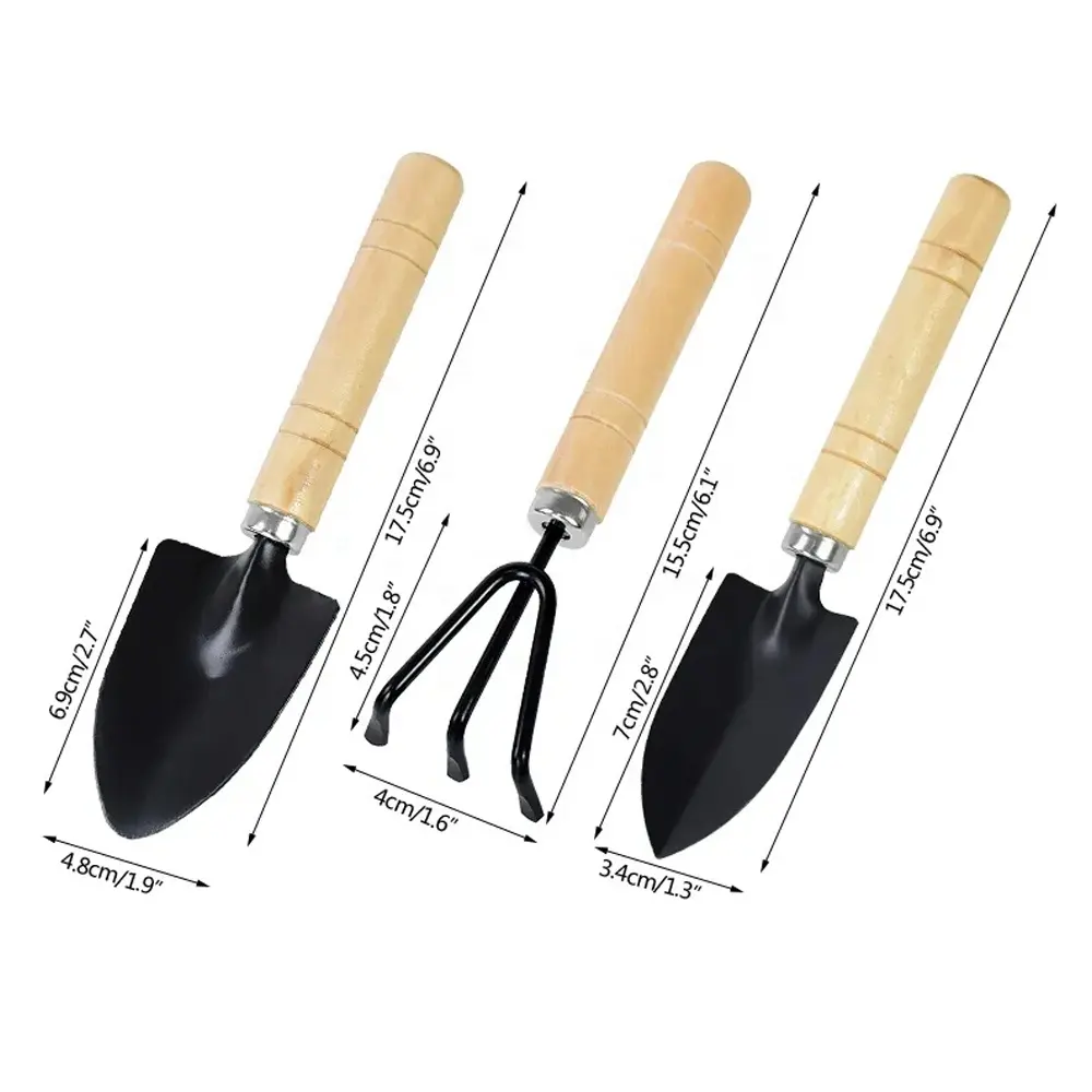 Mini Gardening Potting Tools Wooden Handle Shovel Rake Multifunctional Household Plant Tools Set