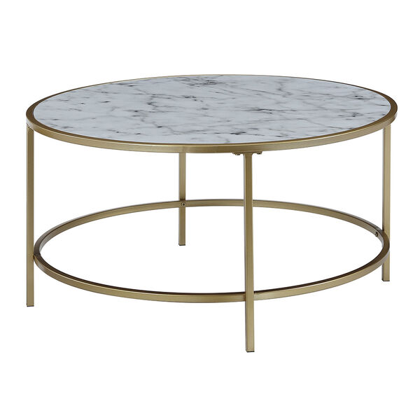 Gold Coast White Faux Marble Round Coffee Table