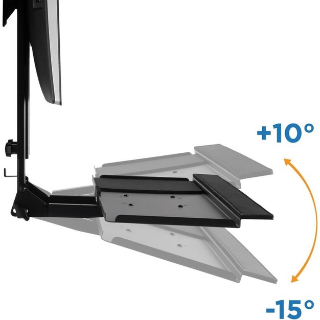 Mount it Monitor And Keyboard Wall Mount With Cpu Holder Height Adjustable Standing Vesa Keyboard Tray 25 Inch Wide Platform With Mouse Pad