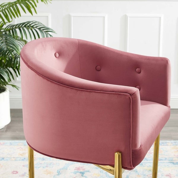 Modway Savour Tufted Performance Velvet Counter Stool Set of 2， Pink