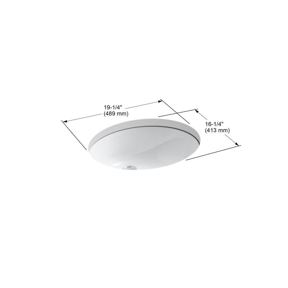 KOHLER Caxton Vitreous China Undermount Bathroom Sink in White with Overflow Drain K-2210-0