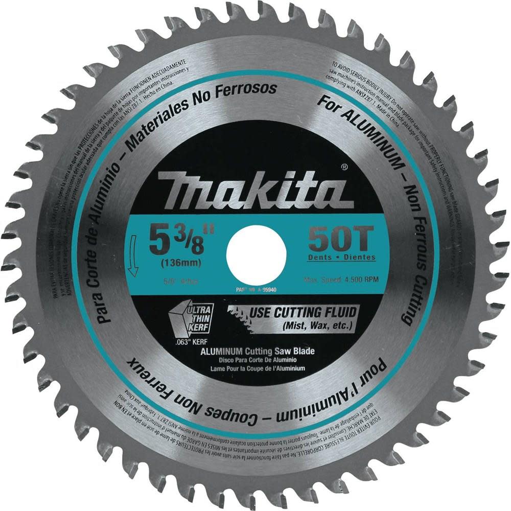 Makita 5-3/8 in. 50T Carbide-Tipped Saw Blade Aluminum A-95940 from Makita