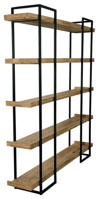 Primo International Wilde 5 Tier Modern Wood and Metal Bookshelf in Brown   Industrial   Bookcases   by Homesquare  Houzz