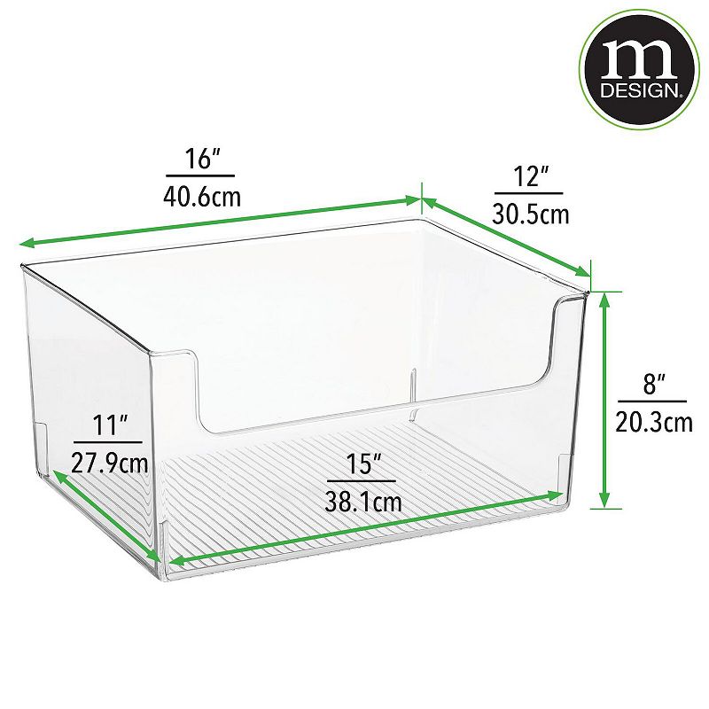 mDesign Plastic Large Home Storage Organizer Bins with Open Front， 4 Pack