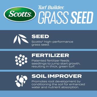 Scotts Turf Builder 5.6 lbs. Grass Seed Kentucky Bluegrass Mix with Fertilizer and Soil Improver Grows Dense Green Turf 18037