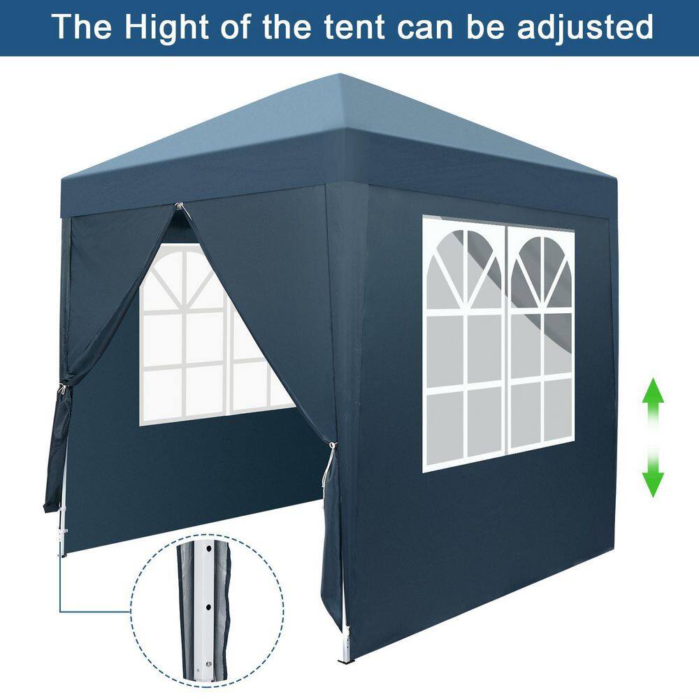 Karl home 6.5 ft. x 6.5 ft. Blue Straight Leg Pop-Up Canopy with 4 Sides 999770016482