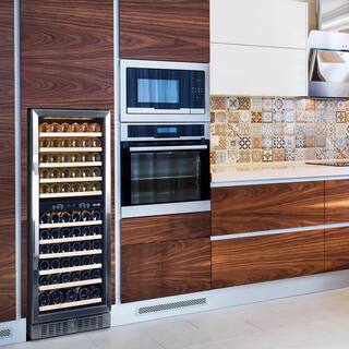 NewAir Dual Zone 116-Bottle Built-In Wine Cooler Fridge with Smooth Rolling Shelves and Quiet Operation - Stainless Steel AWR-1160DB