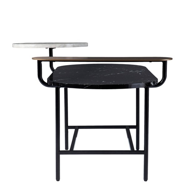 Klindells Faux Marble Cocktail Table Black gold Aiden Lane