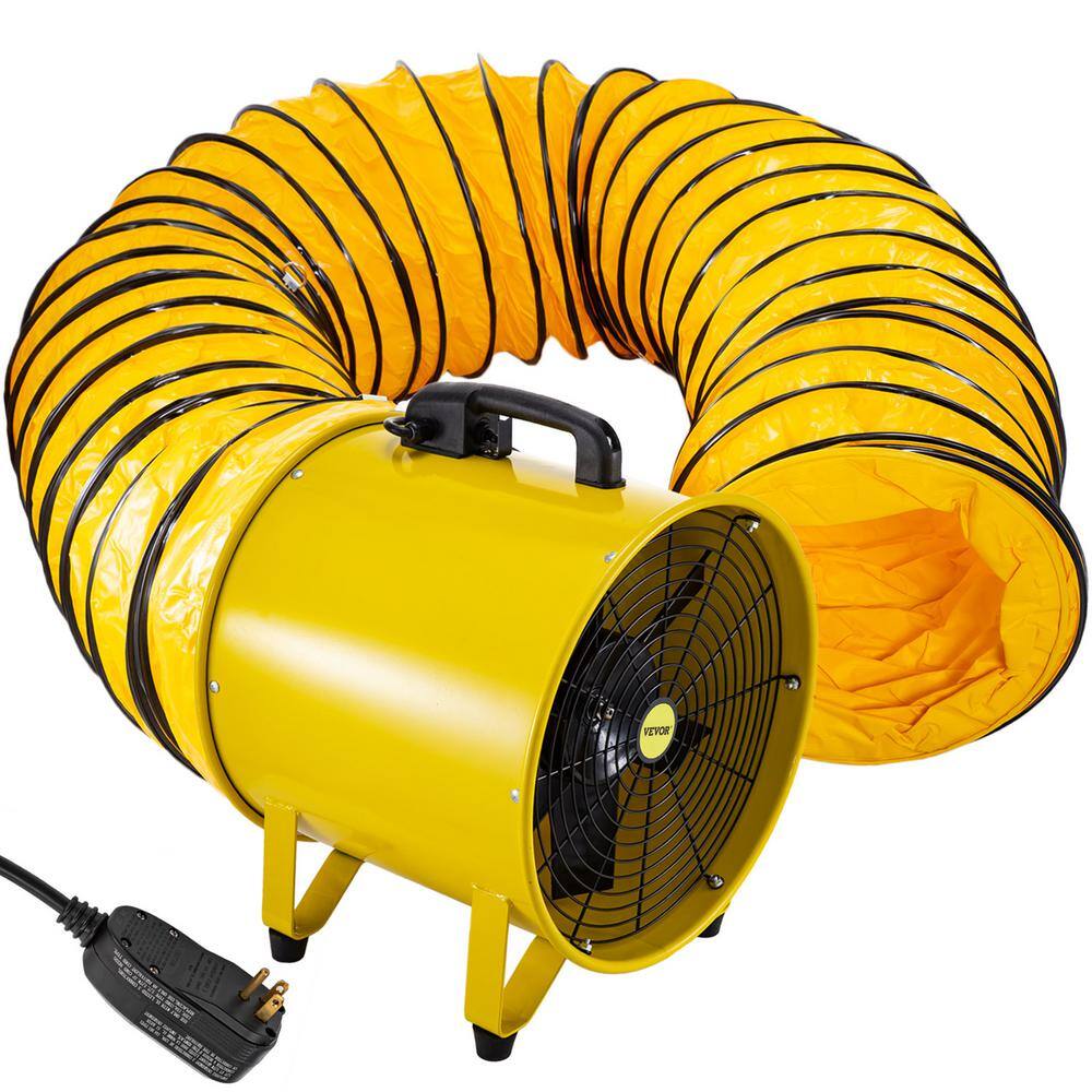 VEVOR Pivoting Utility Blower Fan 16 in. 1100 Watt High Velocity Ventilator with 16 ft. Duct Hose for Jobsite Fume Exhausting GYGFJST16CSSCD5M1V1