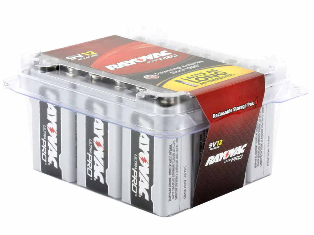 Industrial Grade Alkaline UltraPro 9V 500mAh Reclosable Batteries ;