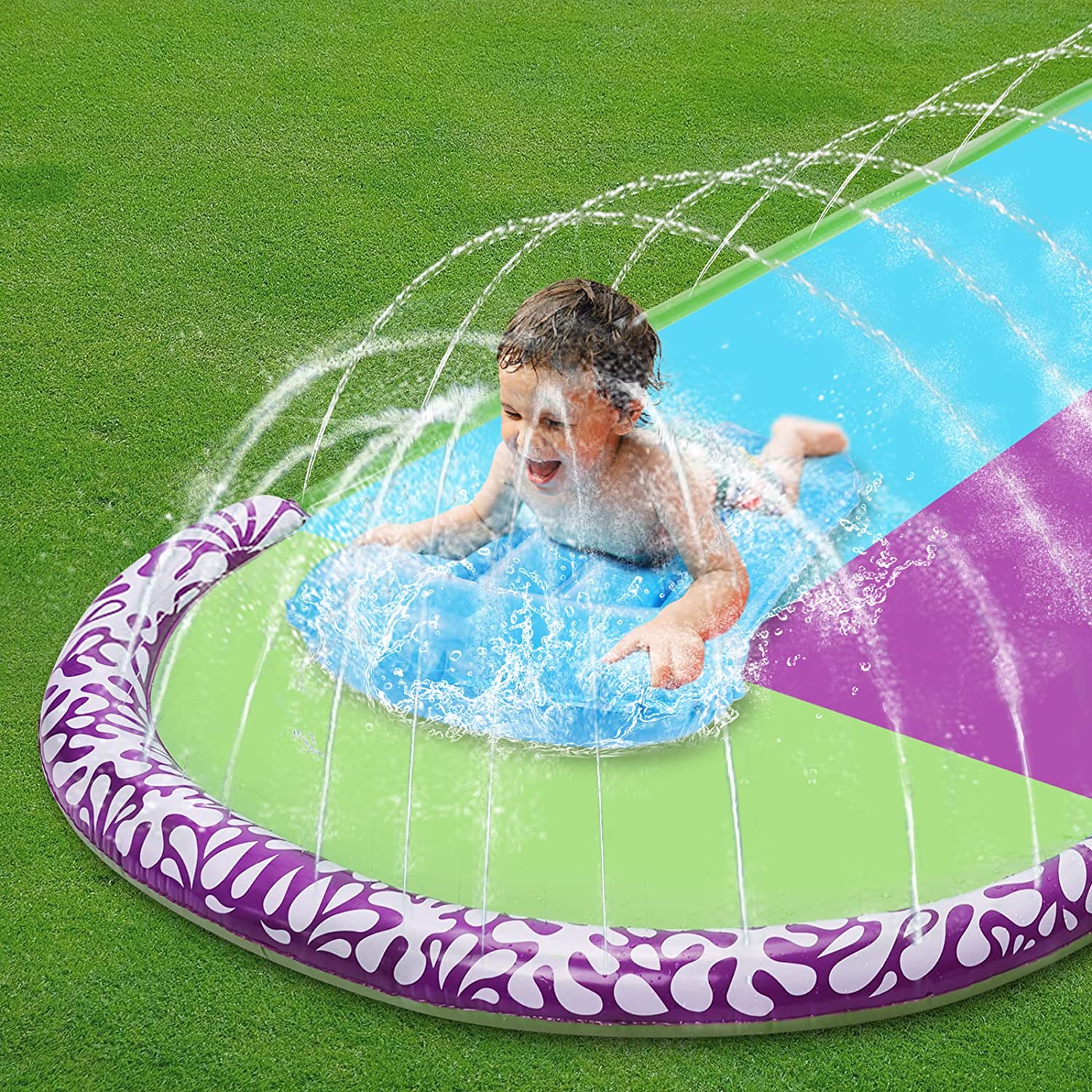 Lavinya Heavy Made Water Slides With 15.8 FT Inflatable Water Slides for Kids and Adults with 2 Surfboards,3-in-1 Outdoor Summer Toy with Build in Sprinkler for Endless Fun