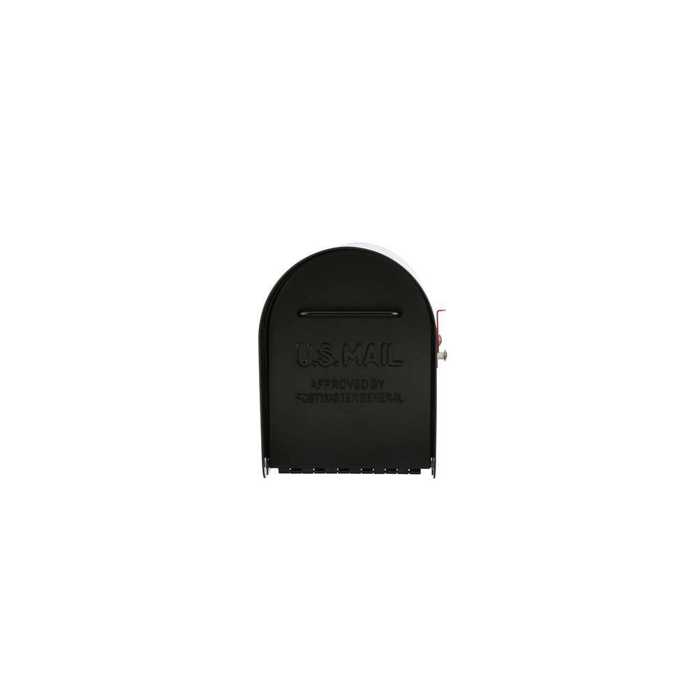 Architectural Mailboxes Ironside Black Large Steel Post Mount Mailbox MB801BAM