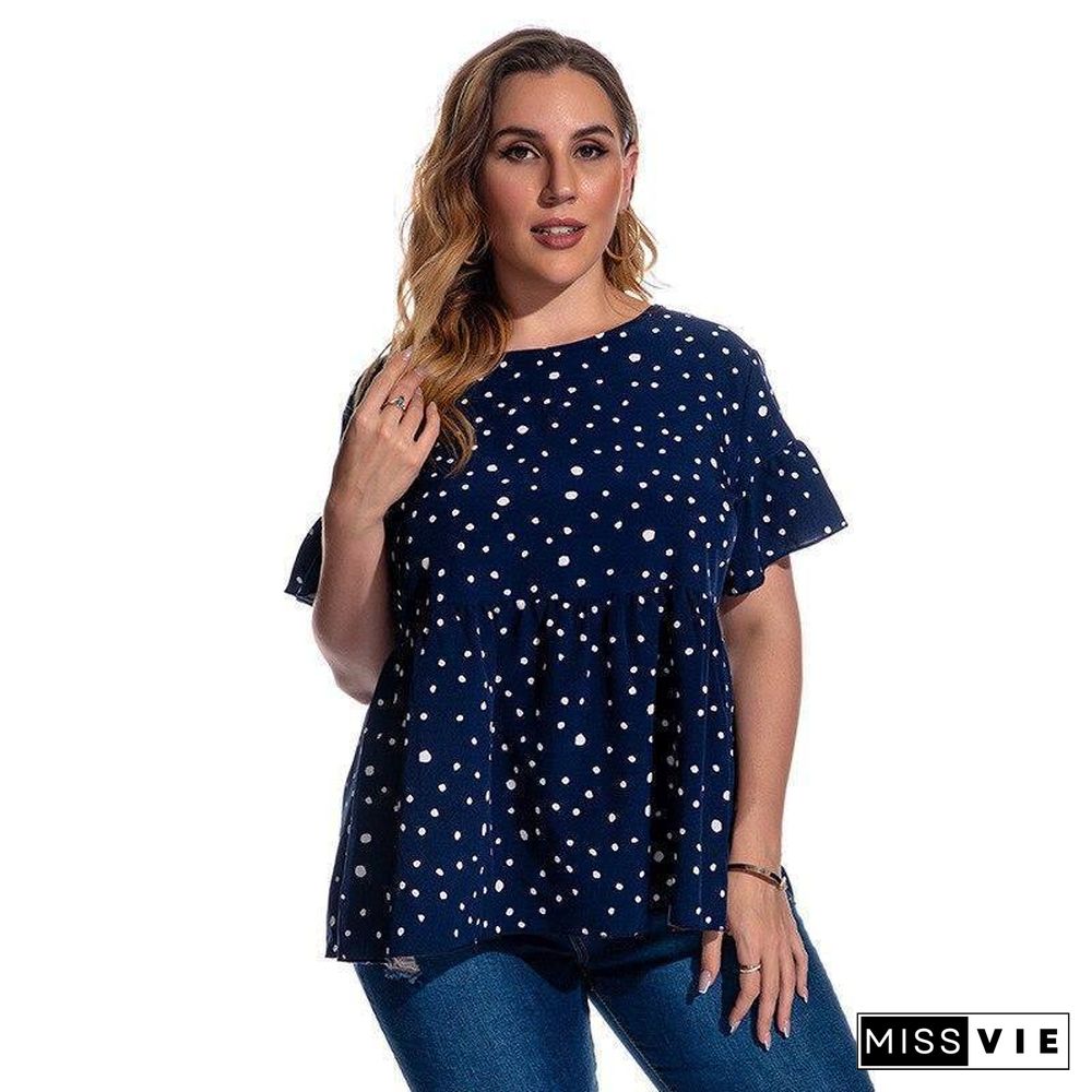 Summer Oversized T-shirt Women Plus Size Tops Print Dot Tshirts Oversize Loose T Shirt Tee Shirt Female 4XL