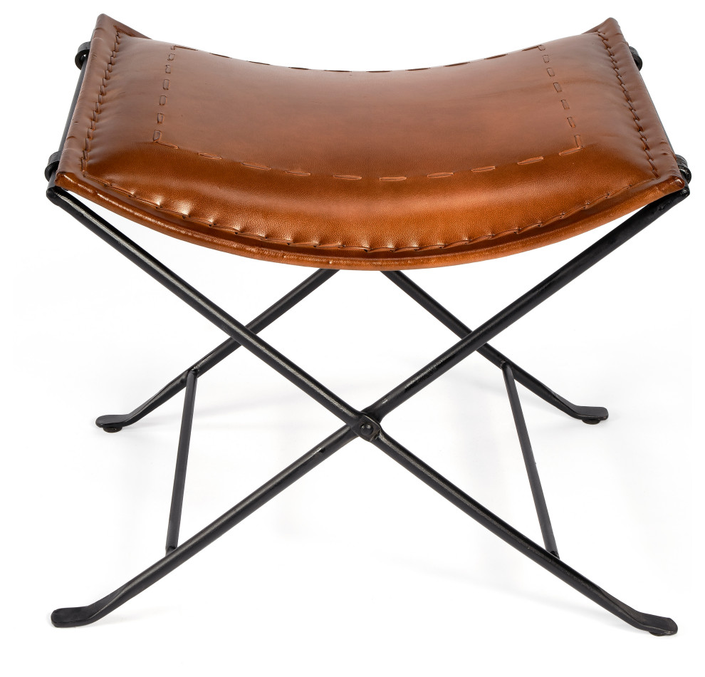 Butler Melton Leather Stool   Industrial   Folding Chairs And Stools   by Butler Specialty Company  Houzz