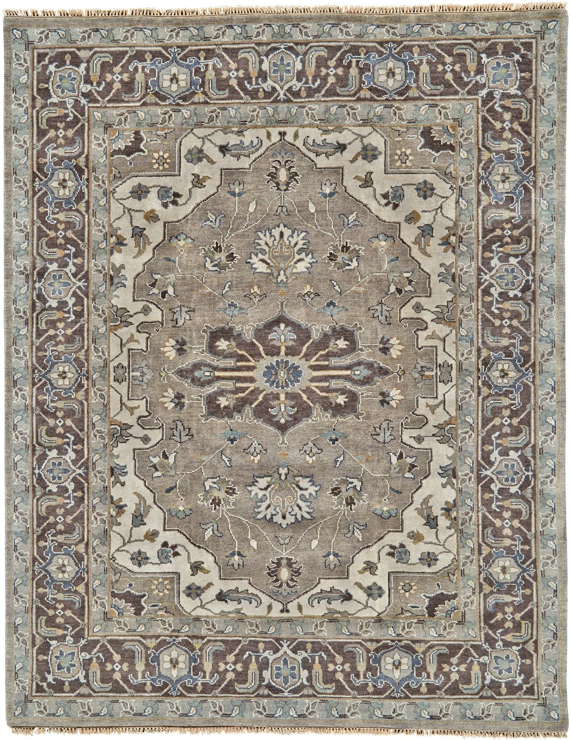 Alden Hand Knotted Gray and Blue Rug by BD Fine