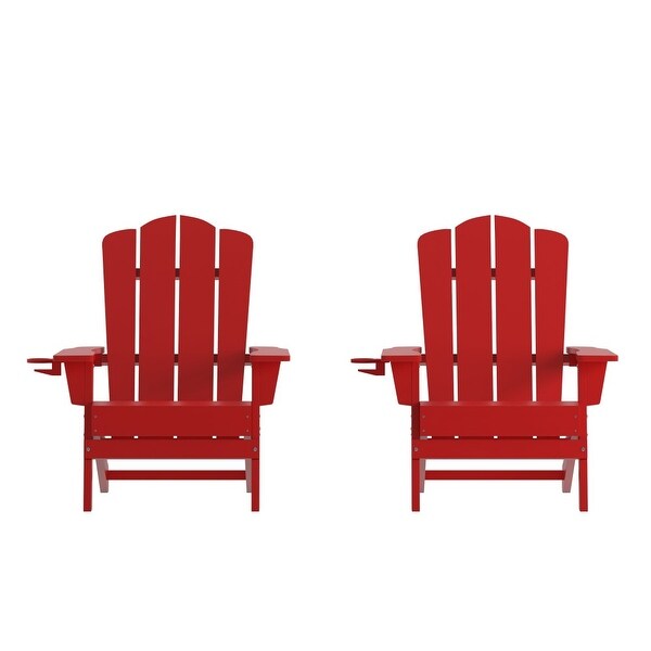 Set of 2 Commercial AllWeather Adirondack Chairs with Cupholders