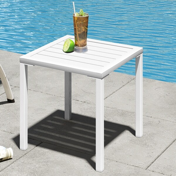 VredHom Outdoor Square Side Table Aluminum End Table