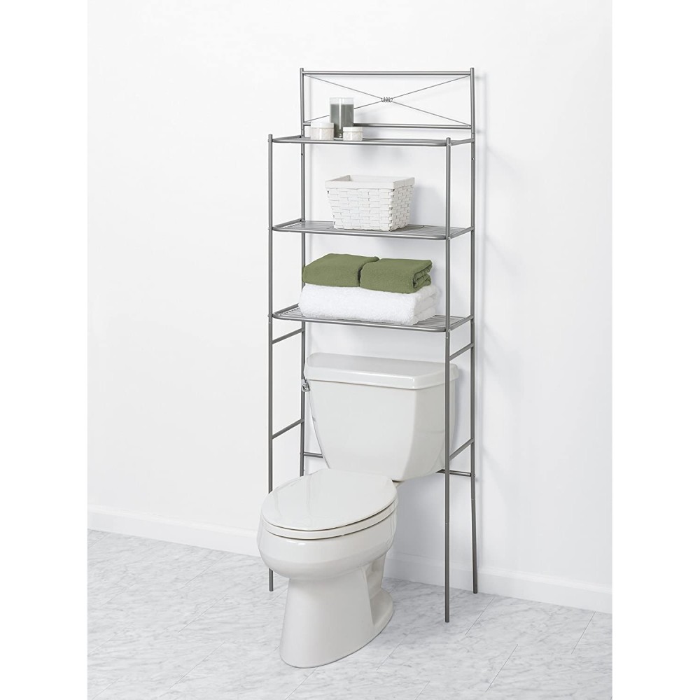 Zenith Over the Toilet Freestanding Spacesaver Satin Nickel Steel