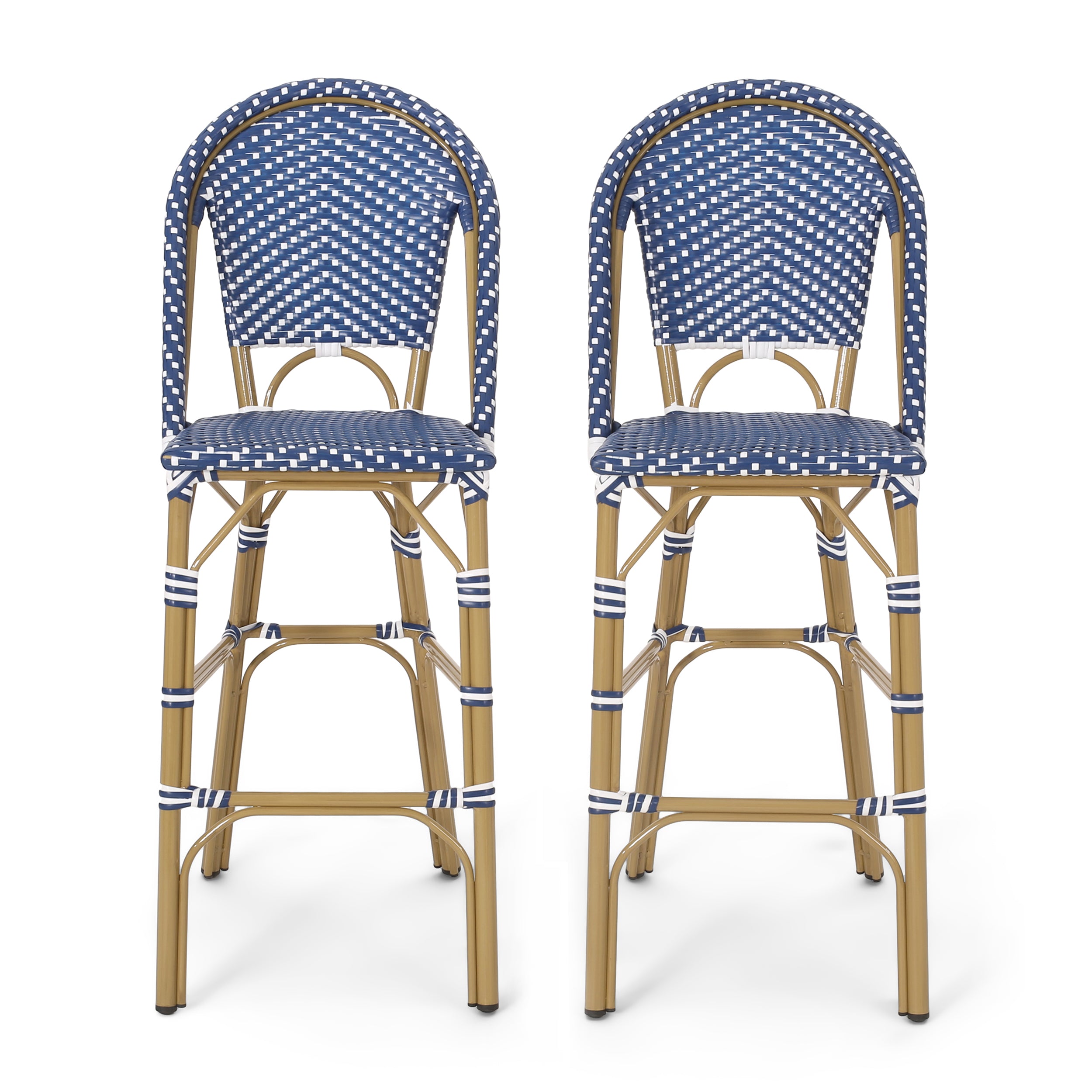 Grelton Outdoor Aluminum French Barstools, Set of 2