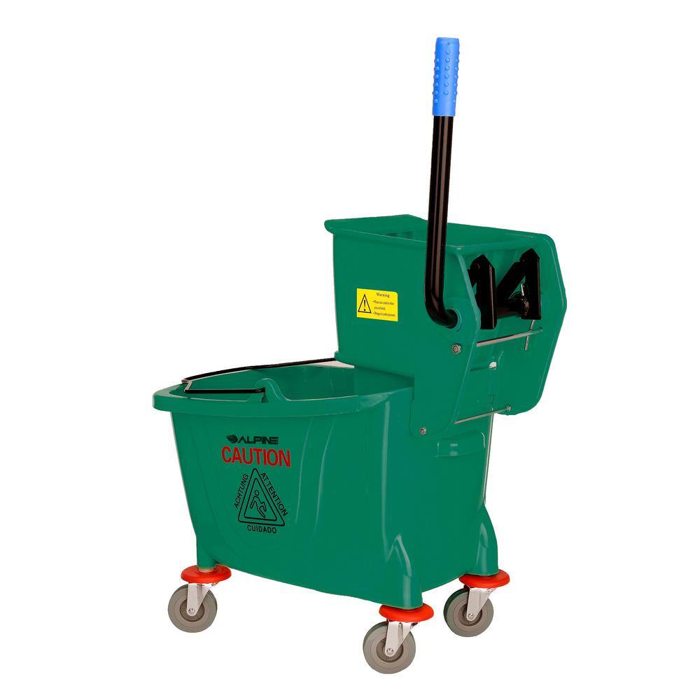 Alpine Industries 36 Qt. Mop Bucket with Side Press Wringer in Green 462-GRN