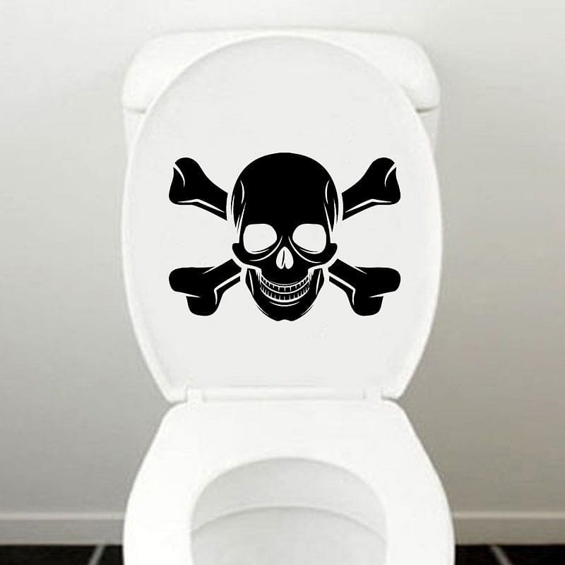 Skull Cross Bones bathroom-1 Toilet Stickers