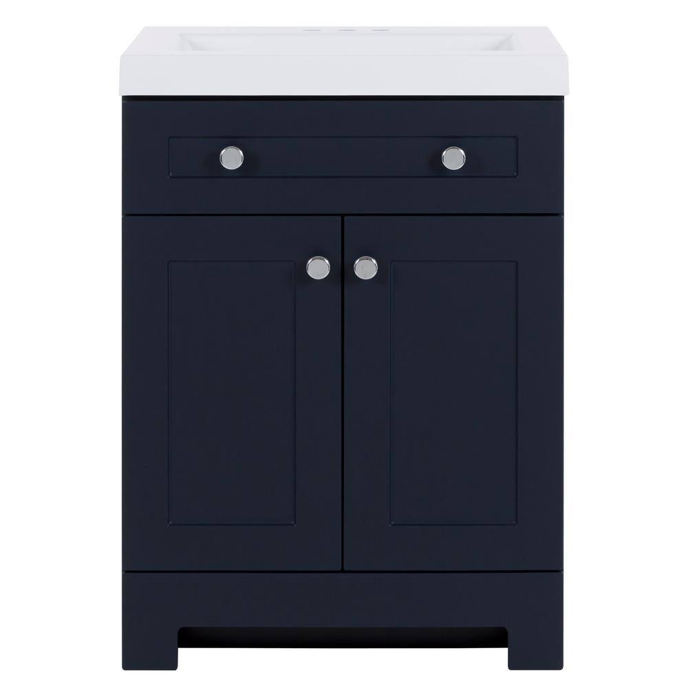 Glacier Bay Everdean 24.5 in. W x 18.75 in. D x 34.38 in. H Bath Vanity in Deep Blue with White Cultured Marble Top EV24P2-DB